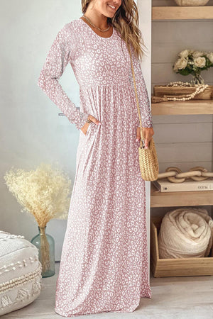 Tame Spirit Long Sleeve Blush Pink Leopard Dress - MXSTUDIO.COM