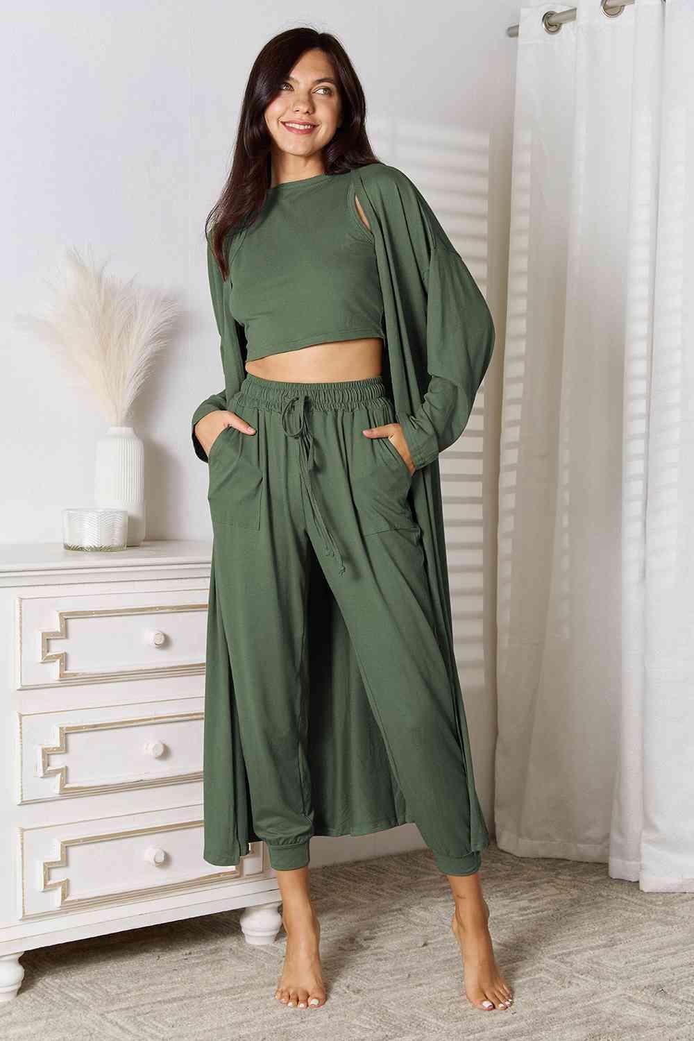Tank Top Cardigan And Pants 3 Piece Set Outfit - MXSTUDIO.COM