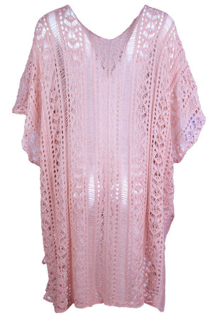 a pink top with a crochet pattern on it