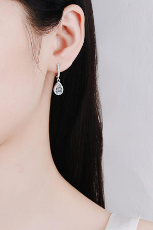 Teardrop Encrusted Accents 2 Carat Moissanite Drop Earrings - MXSTUDIO.COM