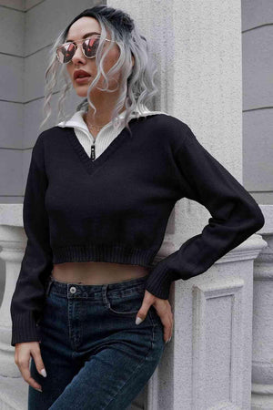 Teen Comfort Cropped Collared Sweater - MXSTUDIO.COM