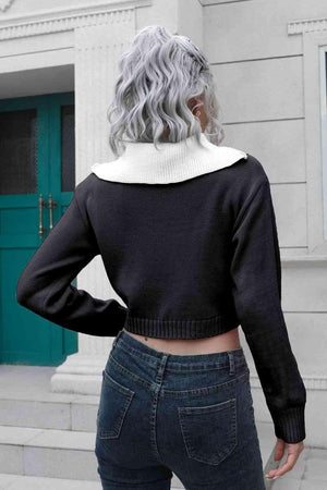 Teen Comfort Cropped Collared Sweater - MXSTUDIO.COM
