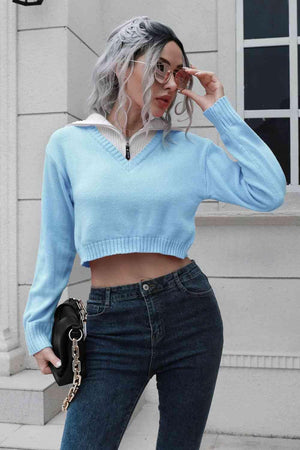 Teen Comfort Cropped Collared Sweater - MXSTUDIO.COM