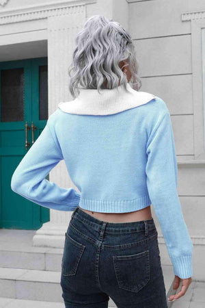 Teen Comfort Cropped Collared Sweater - MXSTUDIO.COM