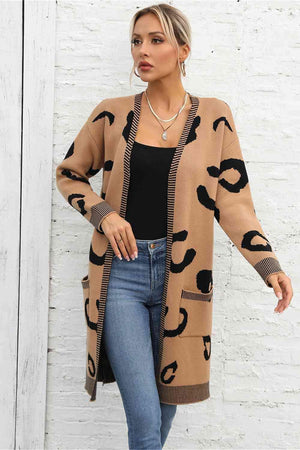 Thermal Embrace Open Front Leopard Cardigan - MXSTUDIO.COM