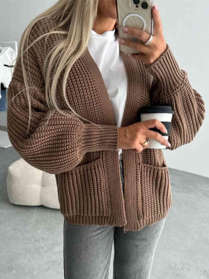 Thick And Comfy Knitted Lantern Sleeve Cardigan-MXSTUDIO.COM