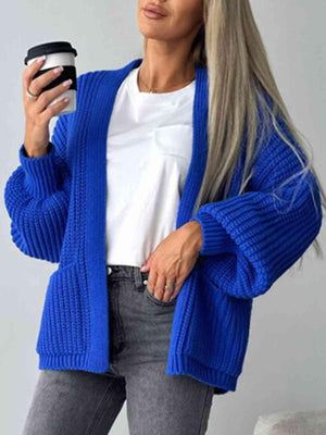 Thick And Comfy Knitted Lantern Sleeve Cardigan-MXSTUDIO.COM