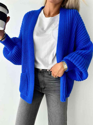 Thick And Comfy Knitted Lantern Sleeve Cardigan-MXSTUDIO.COM
