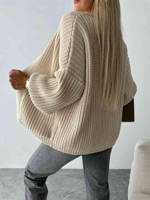Thick And Comfy Knitted Lantern Sleeve Cardigan-MXSTUDIO.COM