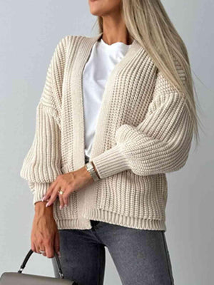 Thick And Comfy Knitted Lantern Sleeve Cardigan-MXSTUDIO.COM