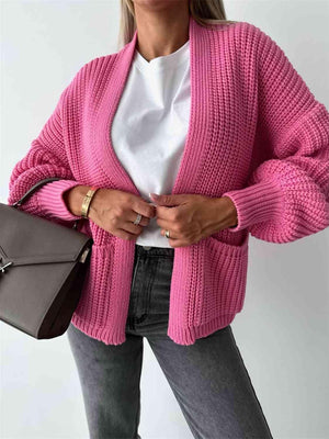 Thick And Comfy Knitted Lantern Sleeve Cardigan-MXSTUDIO.COM