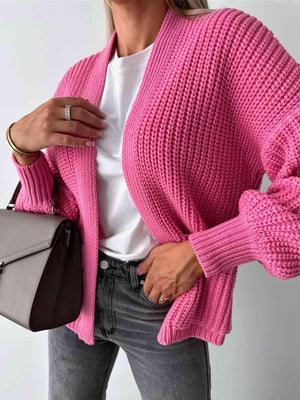 Thick And Comfy Knitted Lantern Sleeve Cardigan-MXSTUDIO.COM