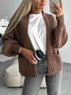 Thick And Comfy Knitted Lantern Sleeve Cardigan-MXSTUDIO.COM