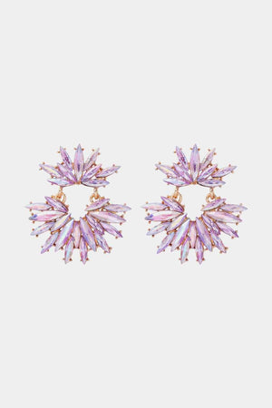 Think Of Me Glass Stone Flower Dangle Earrings-MXSTUDIO.COM