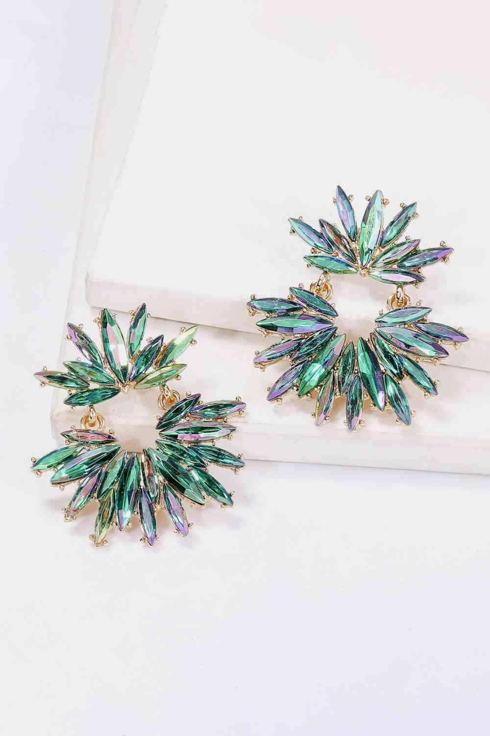 Think Of Me Glass Stone Flower Dangle Earrings-MXSTUDIO.COM