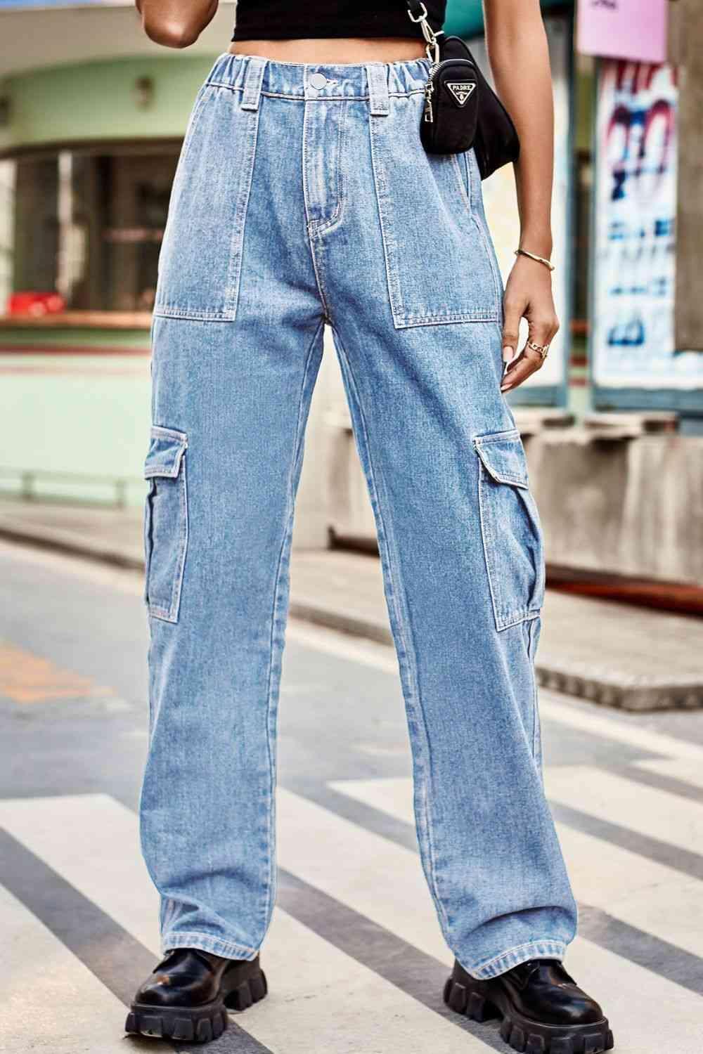 Throwback Fashion Loose Fit Cargo Jeans - MXSTUDIO.COM