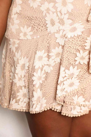 Tie- Waist Pompom Detail Floral Mini Dress - MXSTUDIO.COM