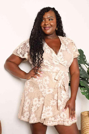 Tie- Waist Pompom Detail Floral Mini Dress - MXSTUDIO.COM