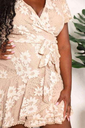 Tie- Waist Pompom Detail Floral Mini Dress - MXSTUDIO.COM