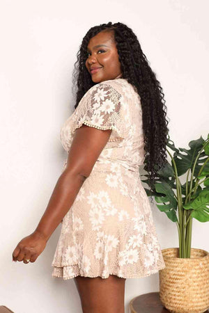 Tie- Waist Pompom Detail Floral Mini Dress - MXSTUDIO.COM