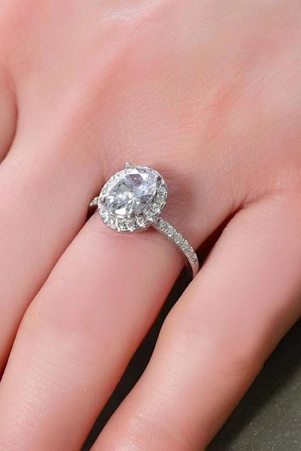 Timeless 2 Carat Oval Moissanite Ring Platinum-Plated - MXSTUDIO.COM