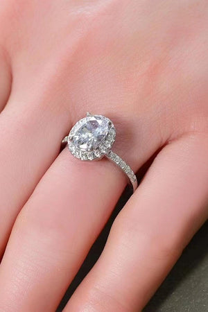 Timeless 2 Carat Oval Moissanite Ring Platinum-Plated - MXSTUDIO.COM