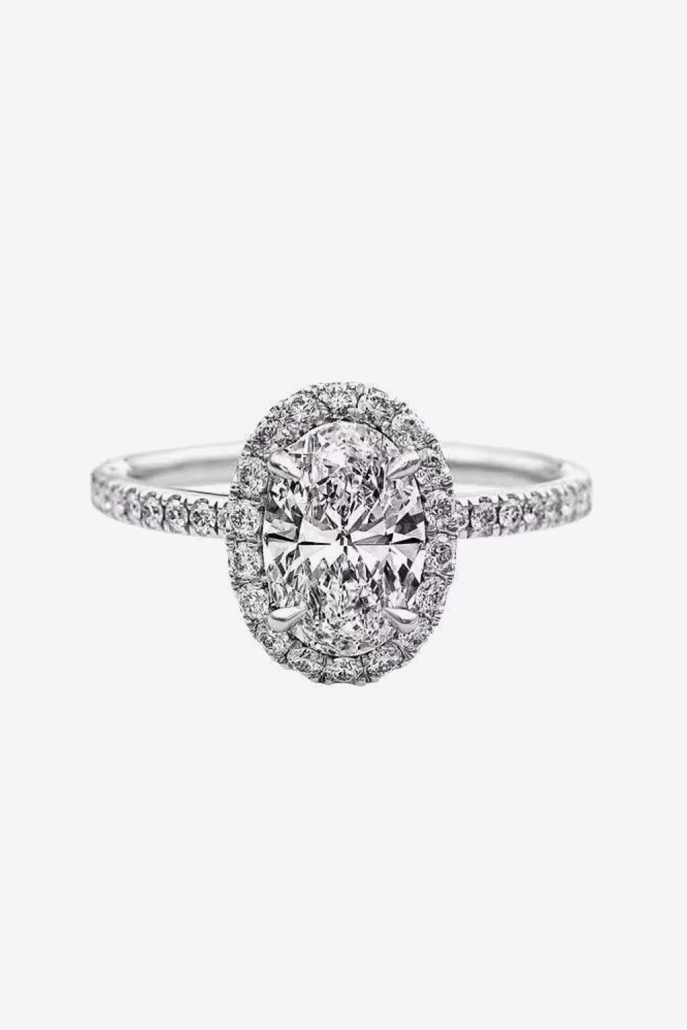 Timeless 2 Carat Oval Moissanite Ring Platinum-Plated - MXSTUDIO.COM
