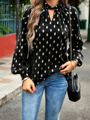 Timeless Choice Long Sleeve Polka Dot Blouse - MXSTUDIO.COM