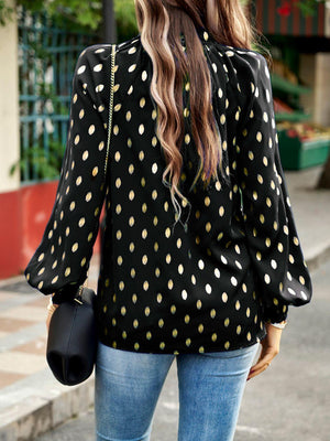 Timeless Choice Long Sleeve Polka Dot Blouse - MXSTUDIO.COM