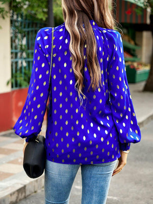 Timeless Choice Long Sleeve Polka Dot Blouse - MXSTUDIO.COM