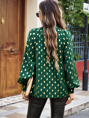 Timeless Choice Long Sleeve Polka Dot Blouse - MXSTUDIO.COM
