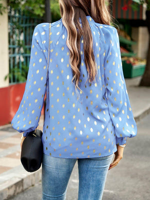 Timeless Choice Long Sleeve Polka Dot Blouse - MXSTUDIO.COM