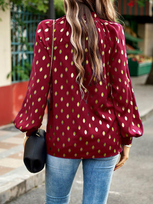Timeless Choice Long Sleeve Polka Dot Blouse - MXSTUDIO.COM