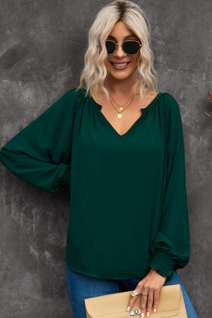Timeless Class Green Long Sleeve Blouse - MXSTUDIO.COM