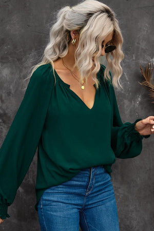 Timeless Class Green Long Sleeve Blouse - MXSTUDIO.COM