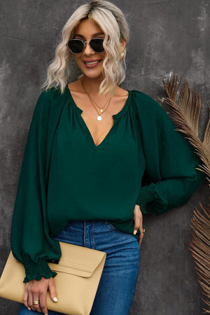 Timeless Class Green Long Sleeve Blouse - MXSTUDIO.COM