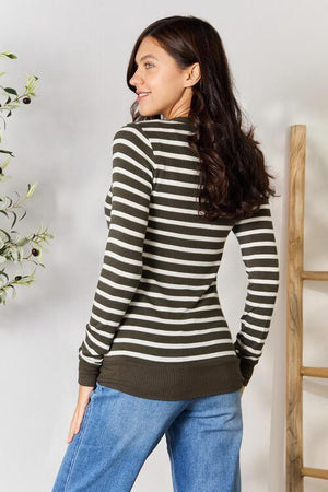 Timeless Embrace Striped Snap Front Cardigan-MXSTUDIO.COM