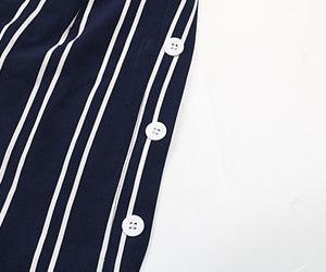 Timeless Fashion Slit Striped Wide Leg Pants - MXSTUDIO.COM