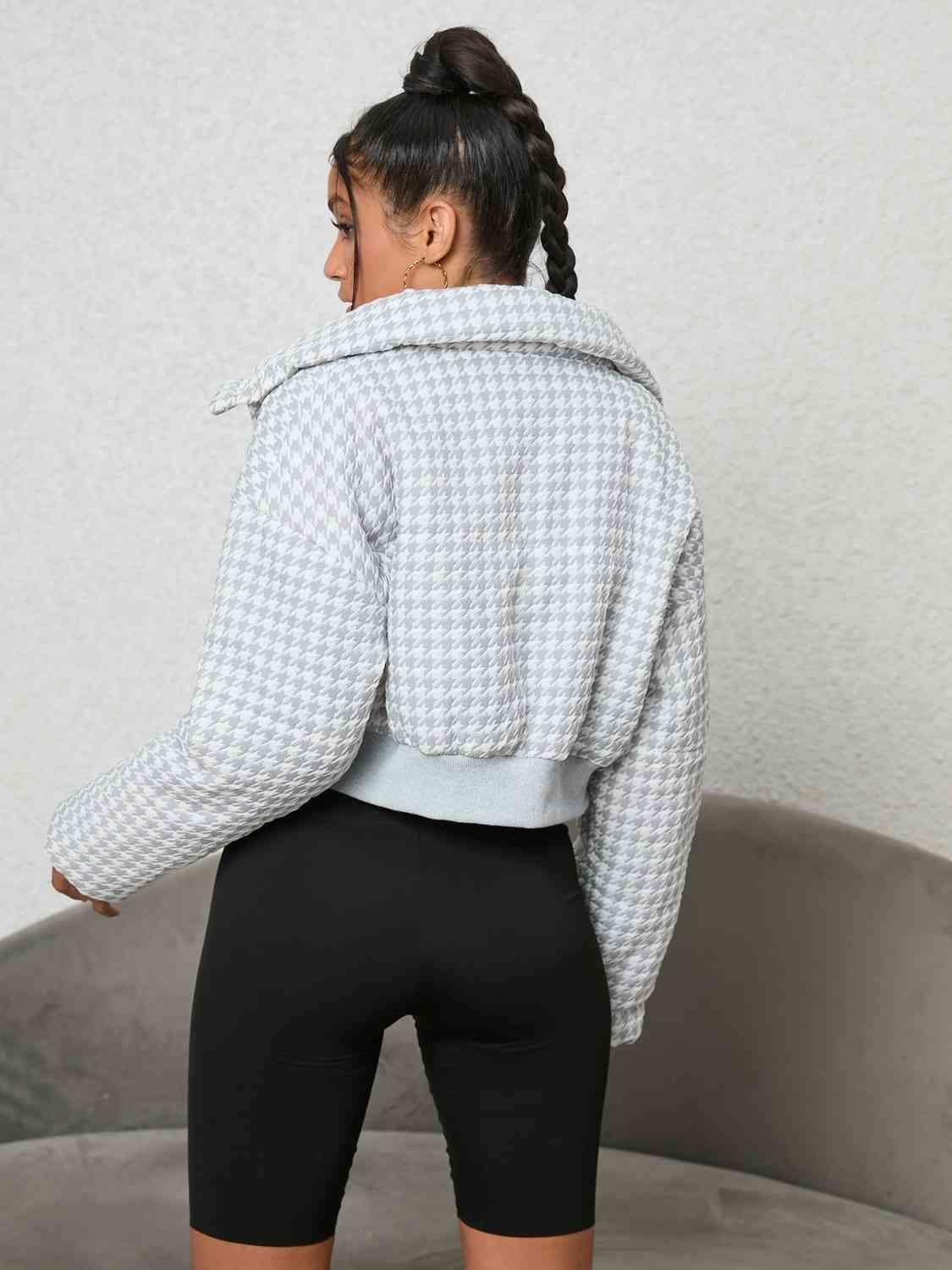 Timeless Houndstooth Bomber Jacket - MXSTUDIO.COM
