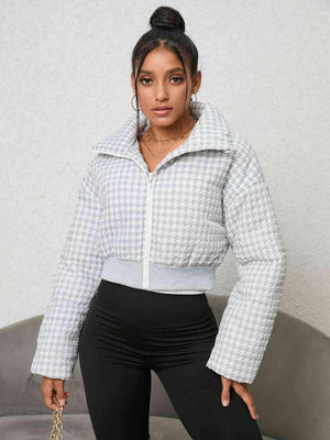 Timeless Houndstooth Bomber Jacket - MXSTUDIO.COM