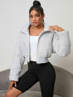 Timeless Houndstooth Bomber Jacket - MXSTUDIO.COM