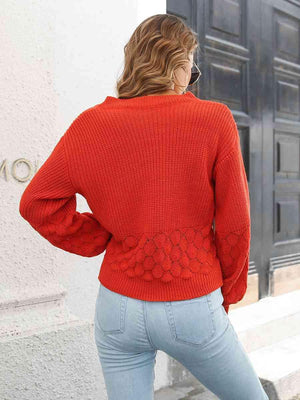 Toasty In Style V-Neck Balloon Sleeve Sweater - MXSTUDIO.COM