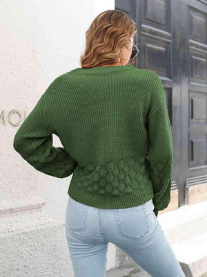 Toasty In Style V-Neck Balloon Sleeve Sweater - MXSTUDIO.COM