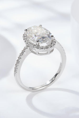 Treasured Platinum-Plated 4.5 Carat Moissanite Halo Ring - MXSTUDIO.COM