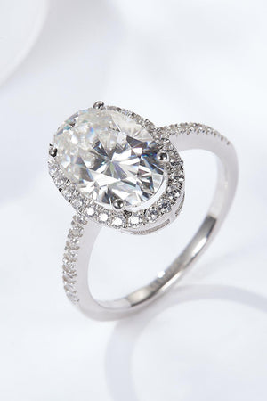 Treasured Platinum-Plated 4.5 Carat Moissanite Halo Ring - MXSTUDIO.COM