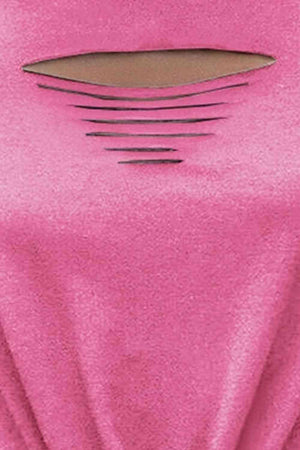 a close up of a pink table cloth