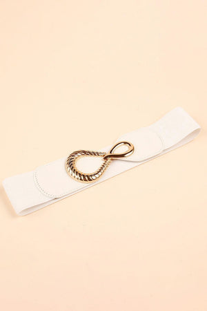 Trendy Touch Ribbed Alloy Buckle Waist Elastic Belt - MXSTUDIO.COM