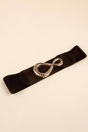Trendy Touch Ribbed Alloy Buckle Waist Elastic Belt - MXSTUDIO.COM
