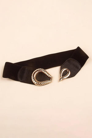Trendy Touch Ribbed Alloy Buckle Waist Elastic Belt - MXSTUDIO.COM