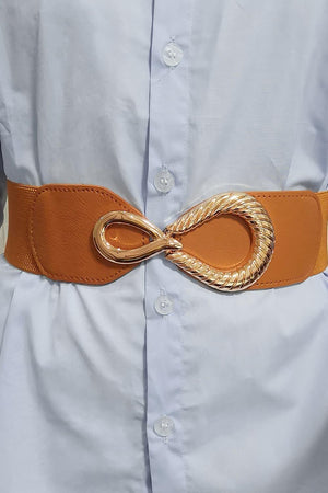 Trendy Touch Ribbed Alloy Buckle Waist Elastic Belt - MXSTUDIO.COM